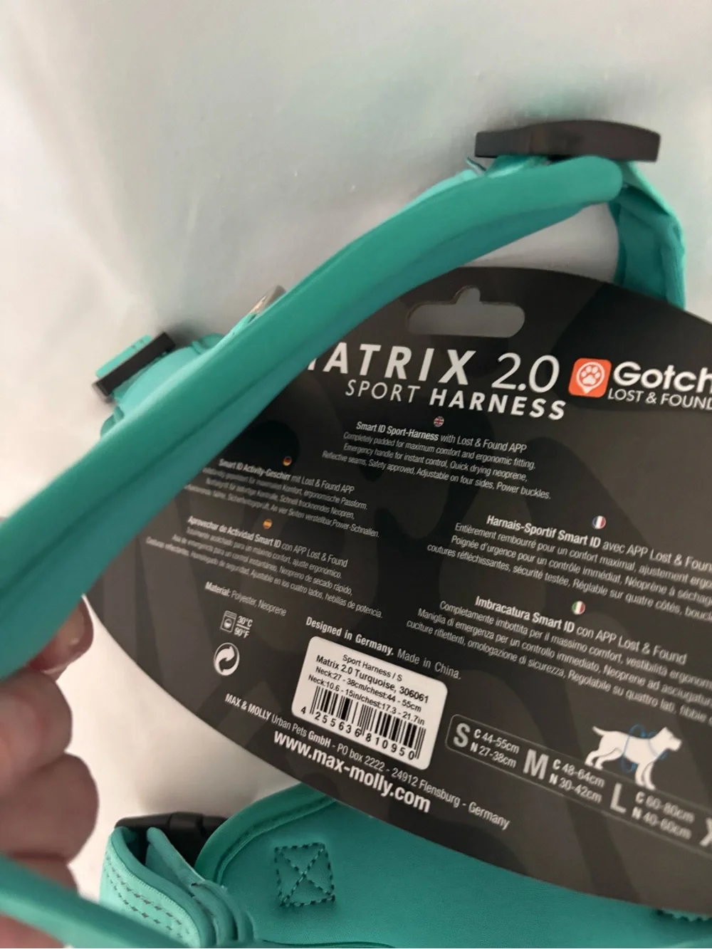 Matrix 2.0 Sport Dog Harness in Teal size S